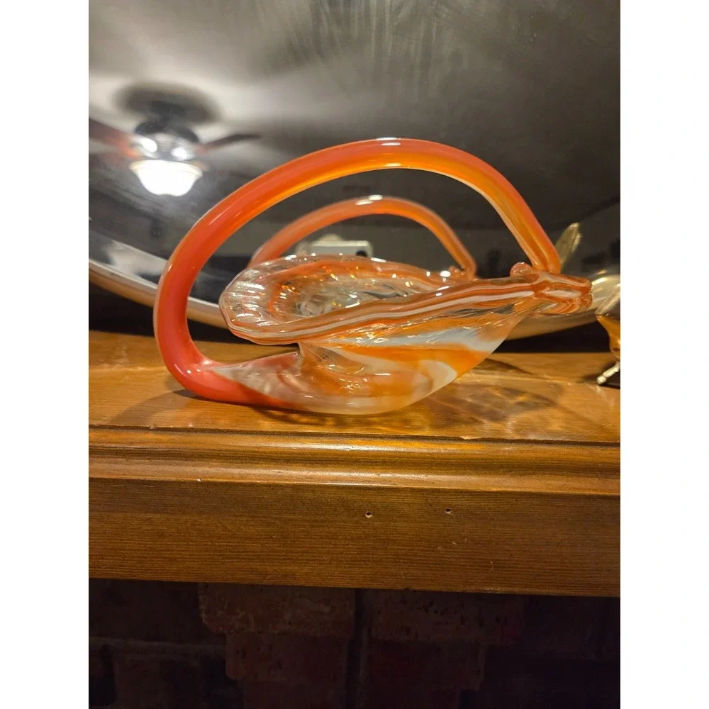 Vintage possible murano glass vase orange, MCM, mod, Bohemian